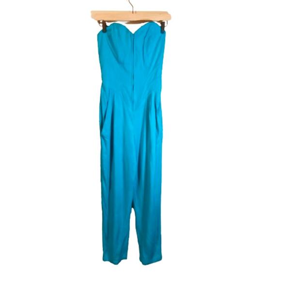 Vintage 80s Two Piece Jumpsuit & Jacket Set Teal/Turquoise Beaded Embellished 10 - Picture 10 of 16